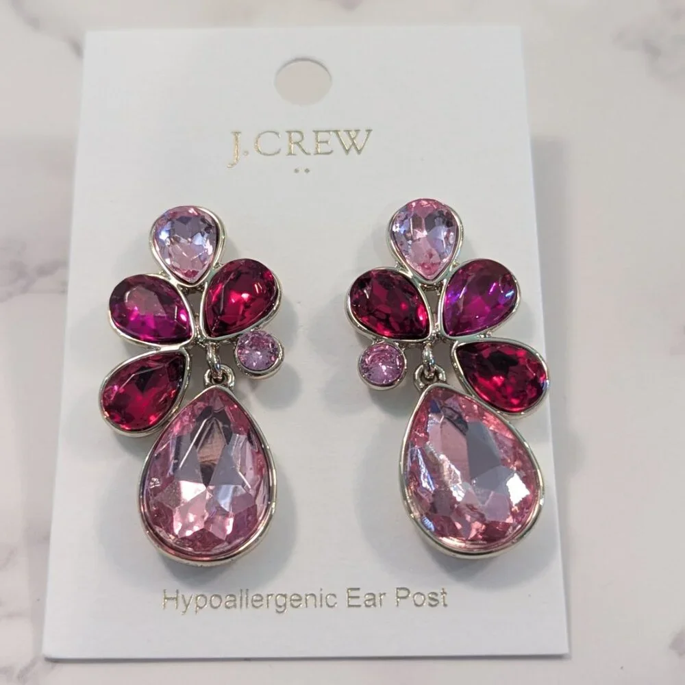 J.Crew Factory Crystal Petal Statement Earrings - Picture 3 of 6